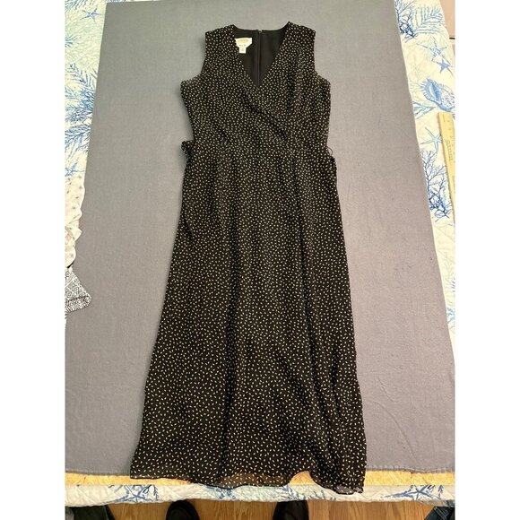 Talbots Pure Silk Black & White Polka Dot Sleeveless Wrap Dress Size 4 - Picture 1 of 5